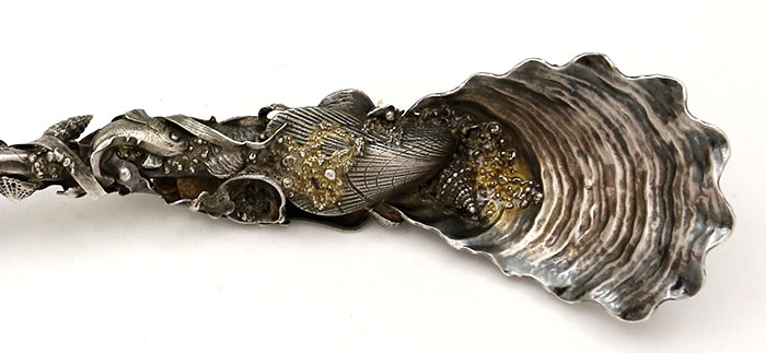 detail of Gorham Narragansett marine life cast ladle